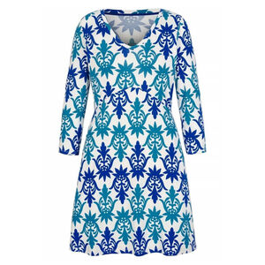 Boden Jersey Tori Dress Aqua Blue 3/4 Sleeve Dress Size 2